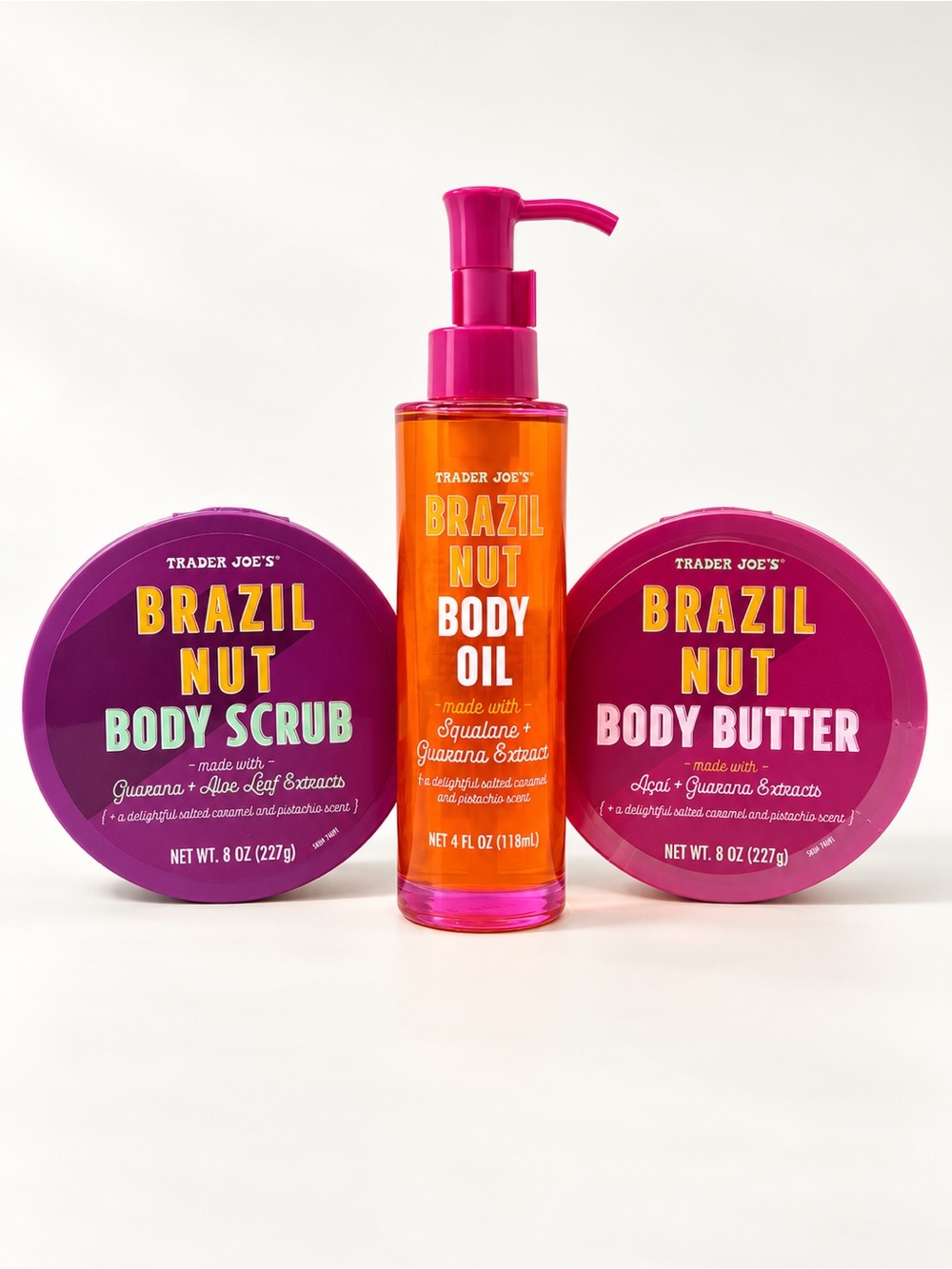 NEW • Trader Joe's Brazil Nut Body Care Trio • Butter + Scrub + Oil